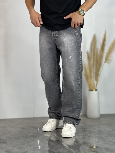 شلوار نیم بگ جین Zara طوسی کد 135