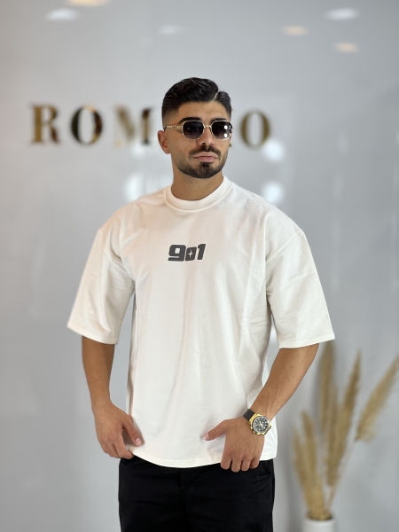 تیشرت دونخ پنبه 901 سفید
