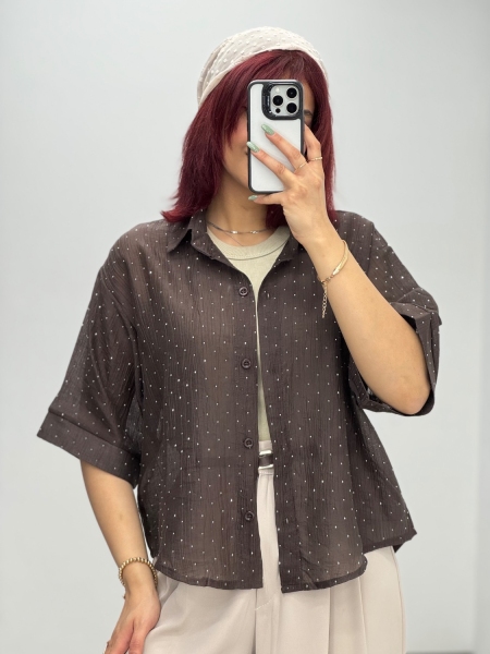 شومیز نگین کوب باکسی