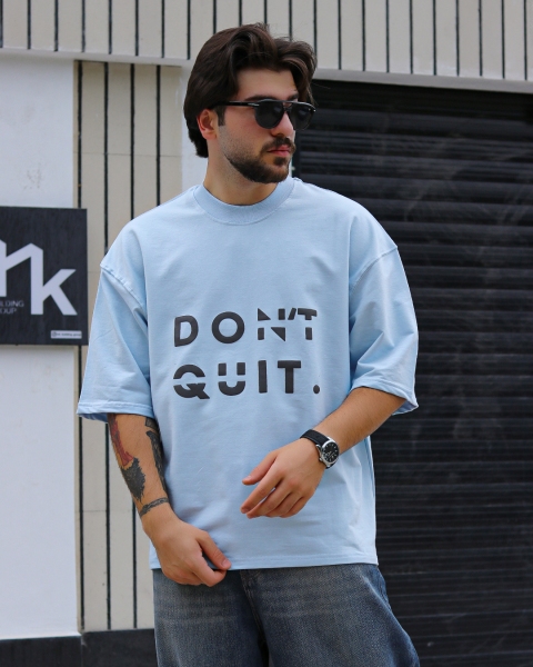 تیشرت آستین کوتاه DONT QUIT آبی آسمانی