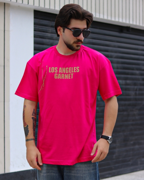 تیشرت آستین کوتاه Los Angeles صورتی