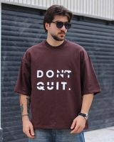 تیشرت آستین کوتاه DONT QUIT قهوه ای