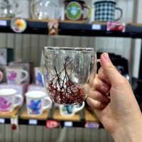 ماگ گل دار 2 جداره پیرکس