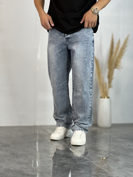 شلوار نیم بگ جین Zara آبی آسمانی کد 411