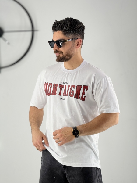 تیشرت پنبه طرح Montaigne سفید