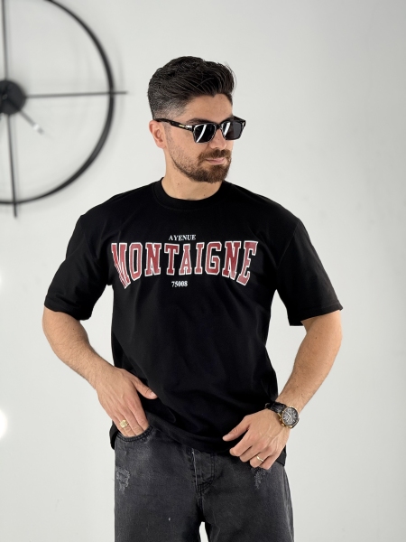 تیشرت پنبه طرح Montaigne مشکی