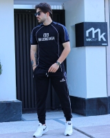 ست تیشرت واسلش آستین کش BALENCIAGA مشکی طوسی