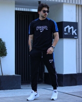 ست تیشرت و اسلش آستین کش NIKE AIR مشکی آبی