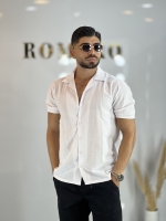 پیراهن کنفی یقه انگلیسی B سفید