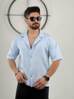 پیراهن مازراتی ساده ابی اسمانی
