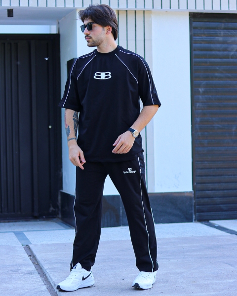ست تیشرت و اسلش BALENCIAGA مشکی سفید