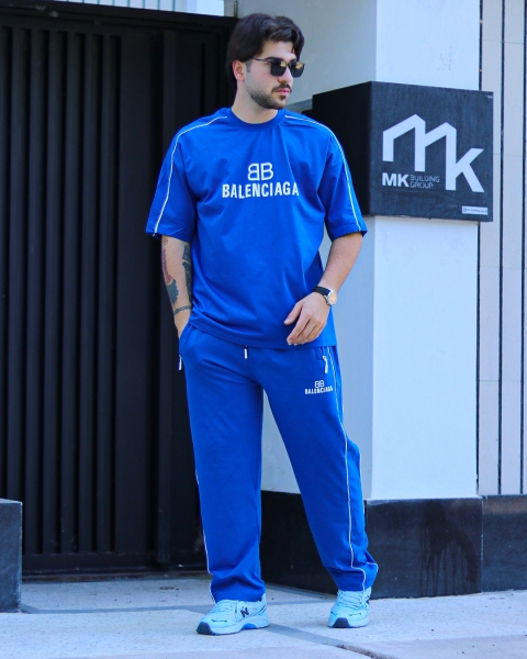 ست تیشرت و اسلش BALENCIAGA آبی