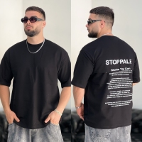 تیشرت 2نخ Stop مشکی