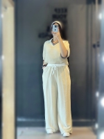 ست بلوز یقه پلوشرتی با شلوار