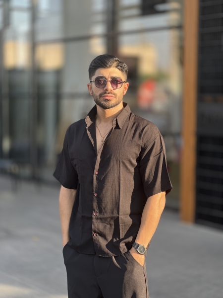 پیراهن نخی اسلپ Hj مشکی