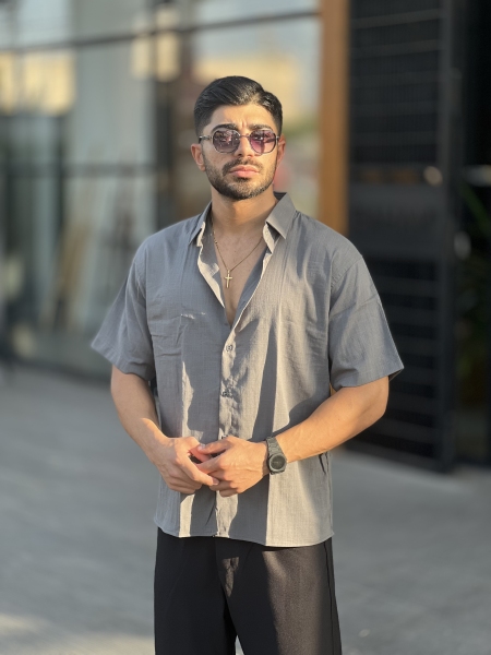 پیراهن نخی چینی Hj طوسی