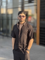 پیراهن نخی اسلپ Hj مشکی