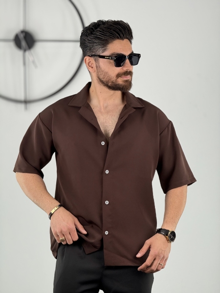 پیراهن مازراتی ساده قهوه ای