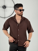 پیراهن مازراتی ساده قهوه ای