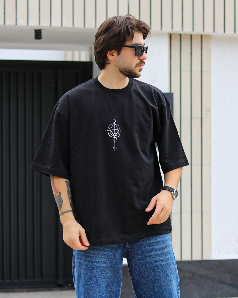 تیشرت طرح دار 7076 مشکی