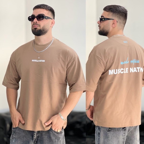 تیشرت 2نخ Nation نسکافه ای