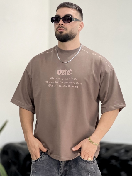 تیشرت 2نخ ONE نسکافه ای