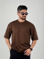 تیشرت 2نخ بیسیک ساده قهوه ای