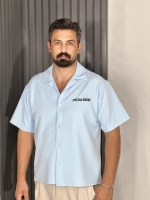 پیراهن باکسی مازراتی(چاپی) مردانه آبی