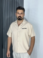 پیراهن باکسی مازراتی (چاپی) مردانه کرمی