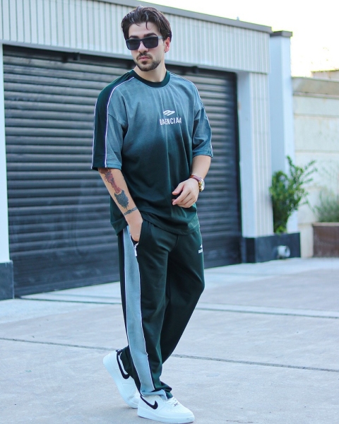 ست تیشرت واسلش سنگشور BALENCIAGA سبز