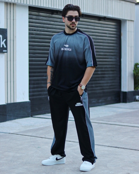 ست تیشرت واسلش سنگشور BALENCIAGA مشکی
