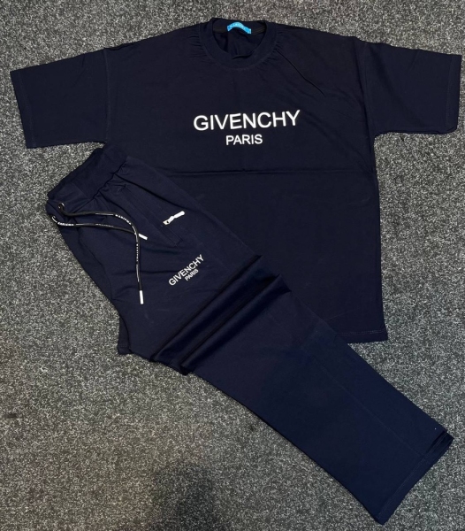 ست تیشرت واسلش GIVENCHY سرمه ای