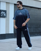 ست تیشرت واسلش سنگشور BALENCIAGA سرمه ای