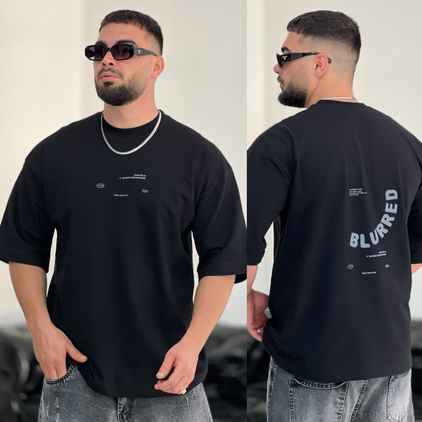 تیشرت 2نخ Blured مشکی