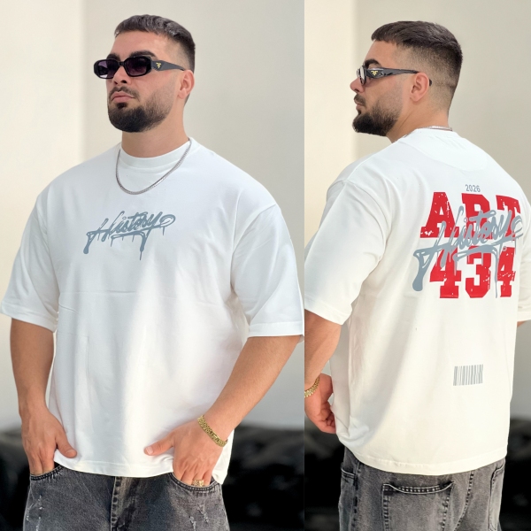 تیشرت 2نخ باکسی ART سفید