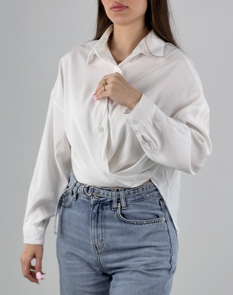 شومیز گره ای سیلک سفید