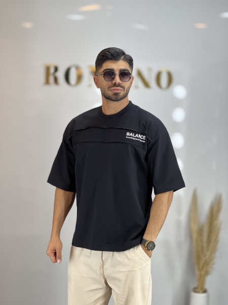 تیشرت دونخ تیکه دوزی Balance مشکی