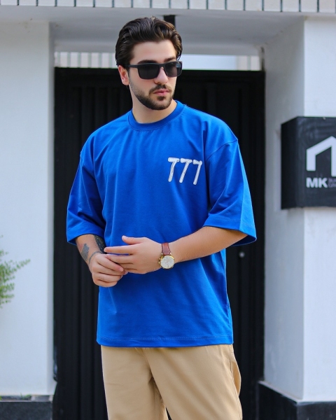 تیشرت 777 آبی کاربنی
