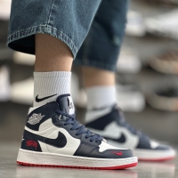 کتانی ساقدار NIKE JORDAN سفیدسرمه ای قرمز