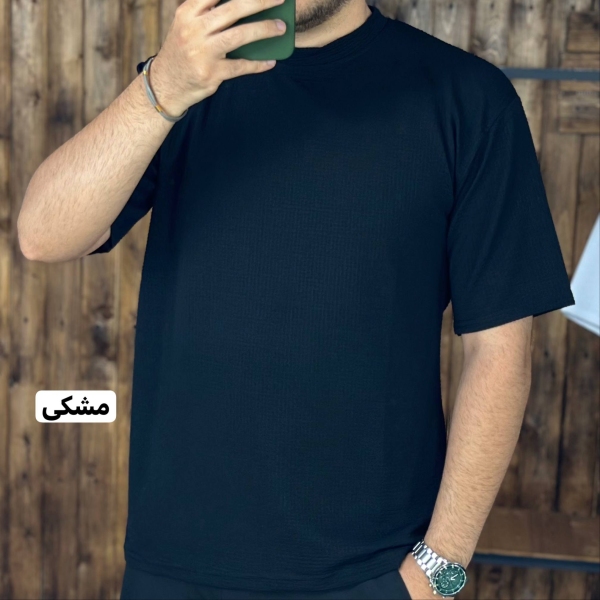 تیشرت بیسکوییتی مردانه رنگ مشکی