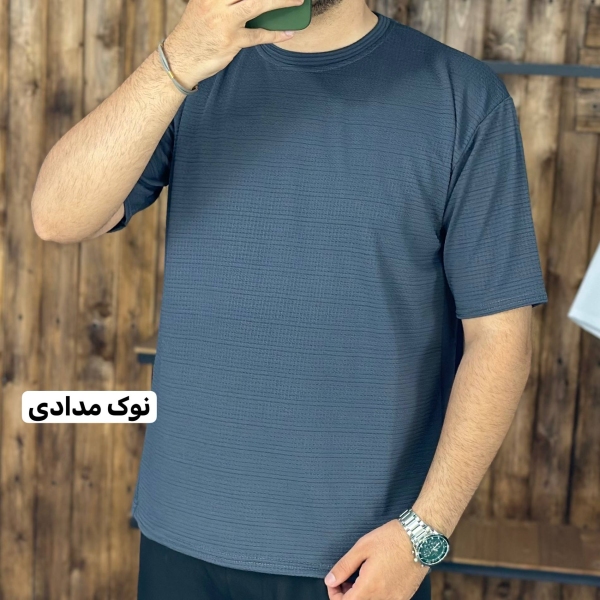تیشرت بیسکوییتی مردانه رنگ نوک مدادی