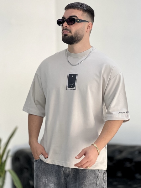 تیشرت 2نخ Jordan کِرِم خاکی