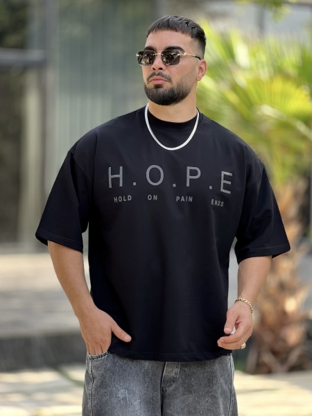 تیشرت باکسی 2نخ Hope مشکی