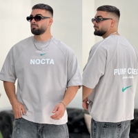 تیشرت 2نخ باکسی Nike طوسی