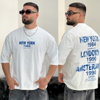 تیشرت 2نخ باکسی NY سفید