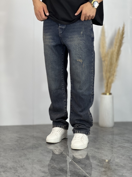 شلوار نیم بگ جین Zara سرمه ای کثیف کد 455