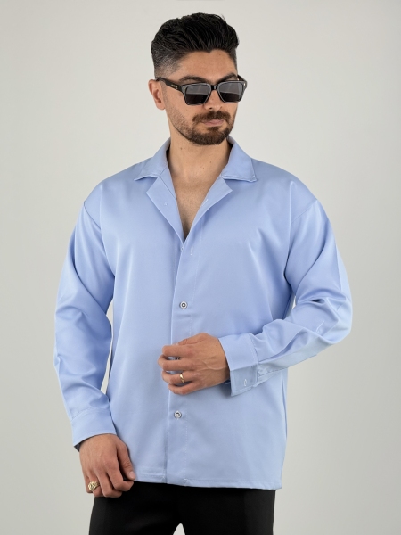 پیراهن مازراتی استین بلند ابی اسمانی