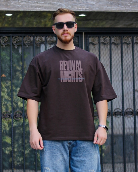 تیشرت آستین کوتاه REVIVAL قهوه ای