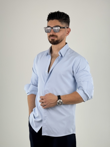 پیراهن آستین بلند دوشین آبی آسمانی