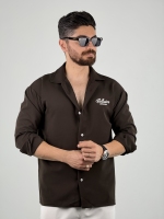 پیراهن مازراتی چاپی قهوه ای سوخته